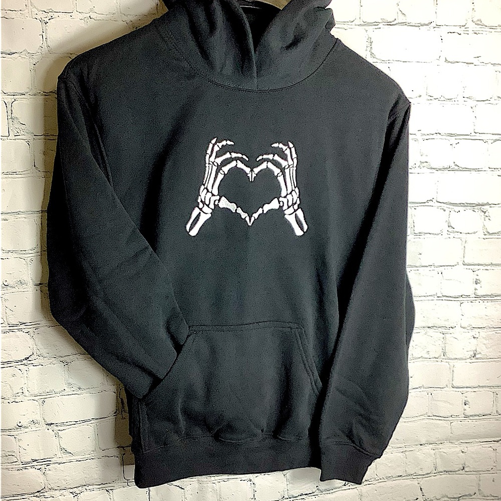 TC Black Skeleton Heart Sweater